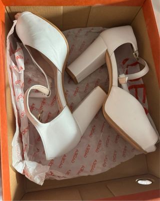 Zapatos de Novia Blancos Tacón Ancho