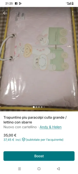 Trapuntino + paracolpi lettino culla