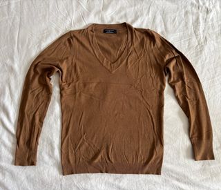 Jersey Zara Man Marrón Cuello Pico