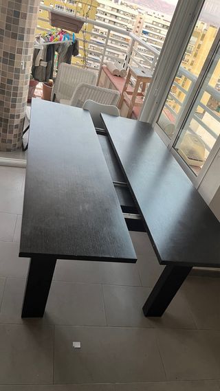 Mesa extensible comedor marrón oscuro 