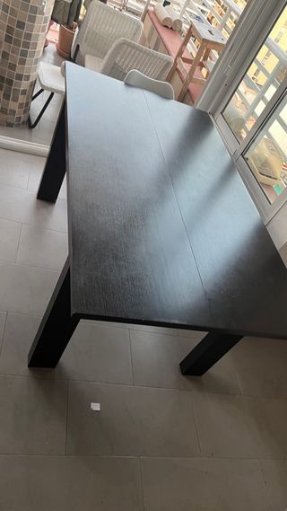 Mesa extensible comedor marrón oscuro 