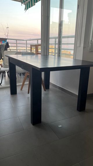 Mesa extensible comedor marrón oscuro 