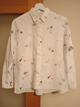 Camisa Zara Estampada Blanca