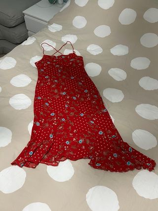 Vestido rojo estampado floral