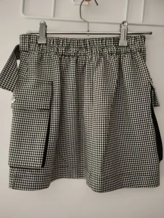Falda mini cuadros blanco y negro