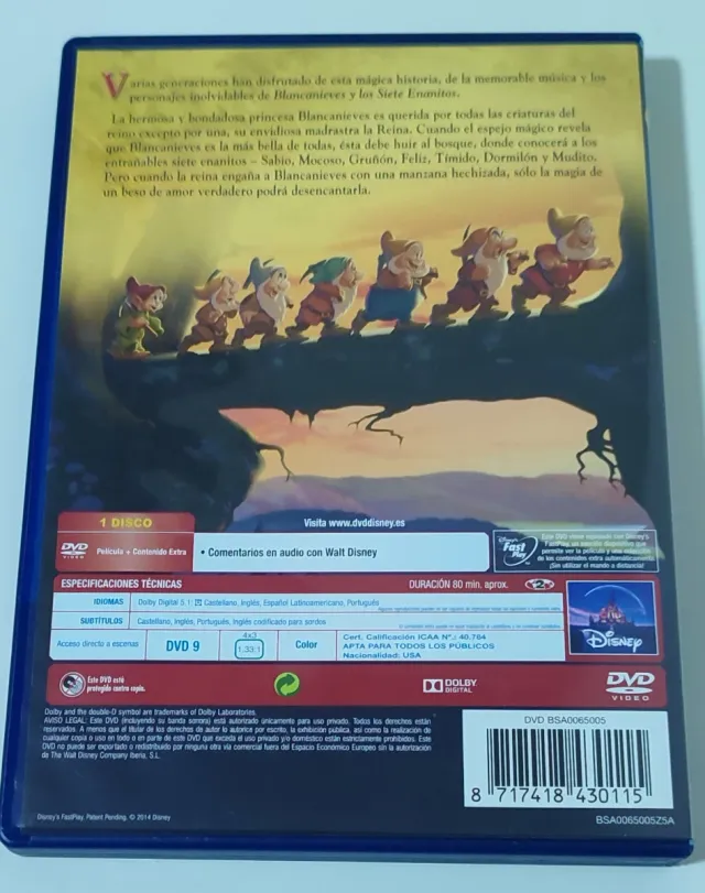 BLANCANIEVES Y LOS SIETE ENANITOS. DVD. DISNEY