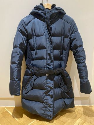 Abrigo largo plumas Pepe Jeans azul mujer