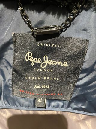Abrigo largo plumas Pepe Jeans azul mujer