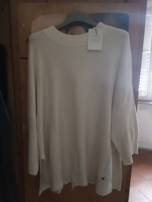 Maglione ALFA lana bianco panna taglia unica