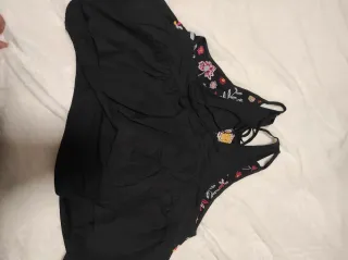 Camisa Zara floral negra multicolor