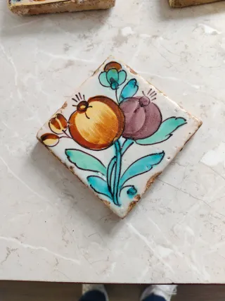 3 Azulejos Antiguos Valencianos Decorados