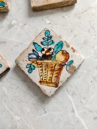 3 Azulejos Antiguos Valencianos Decorados