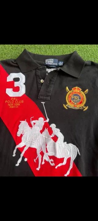 Polo Ralph Lauren Manga Larga Negra Roja