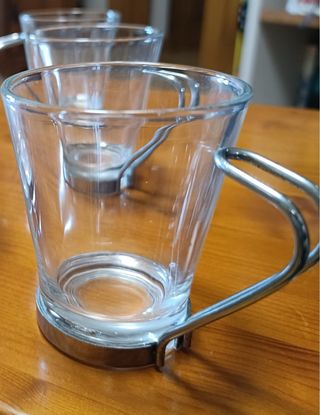 Set 3 Vasos Vidrio con Soporte Metal