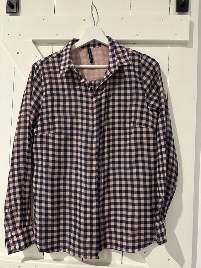 Camisa cuadros vichy azul y rosa