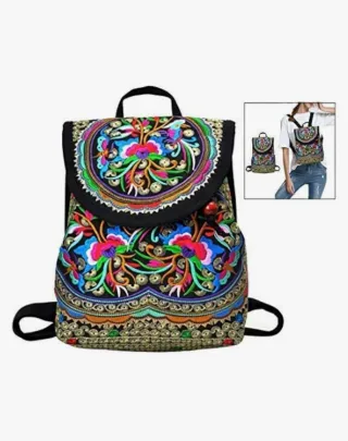 MOCHILA ÉTNICA BORDADA FLORES