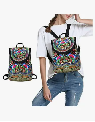 MOCHILA ÉTNICA BORDADA FLORES