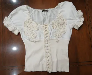Top Algodón Crochet blanco