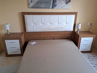 Conjunto dormitorio madera y blanco