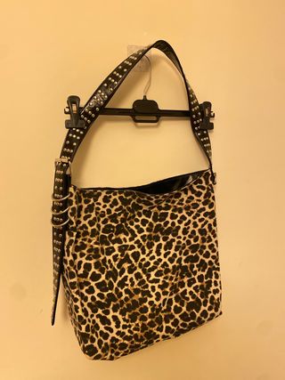 Bolso Saco Leopardo Negro y Marrón
