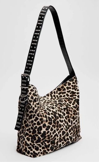 Bolso Saco Leopardo Negro y Marrón