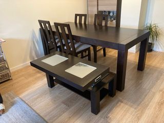 Mesa comedor extensible + 4 sillas + mesa centro
