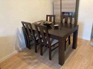Mesa comedor extensible + 4 sillas + mesa centro