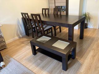 Mesa comedor extensible + 4 sillas + mesa centro