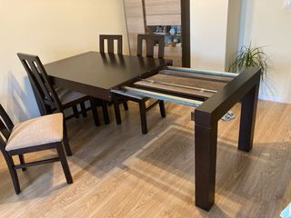 Mesa comedor extensible + 4 sillas + mesa centro