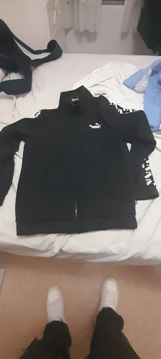 Chaqueta Puma Negra Cremallera Logo Manga