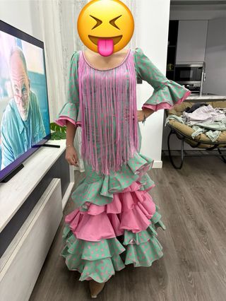 Vestido de gitana verde y rosa