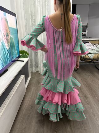 Vestido de gitana verde y rosa