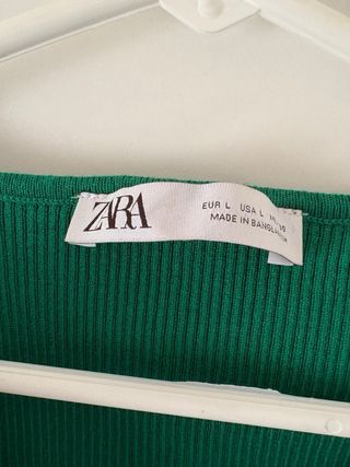 Jersey Zara verde manga larga