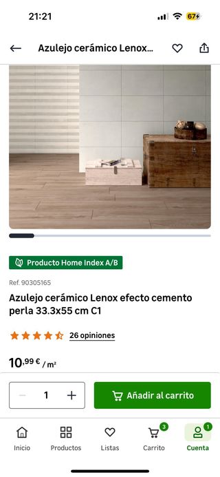 9 cajas Azulejos cerámico Lenox - cemento perla