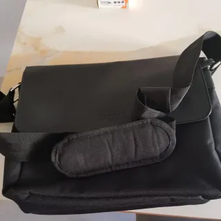 Maletín Bugatti Negro Piel y Lona