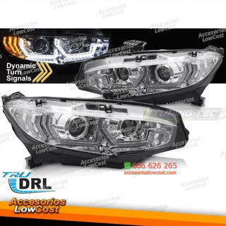 FAROS DELANTEROS CROMADOS DRL SEQ PARA HONDA CIVI