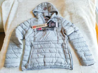 Parka Geographical Norway gris con bolsillo