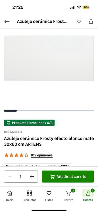 12 cajas - Azulejo cerámico blanco mate 30x60
