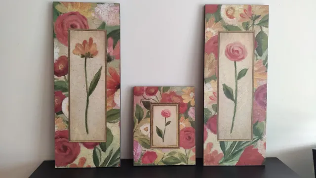 Set 3 Cuadros Decorativos Flores
