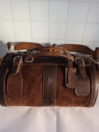 Bolso de viaje vintage ante y cuero
