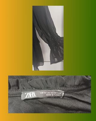 Blusa Zara negra vaporosa asimétrica