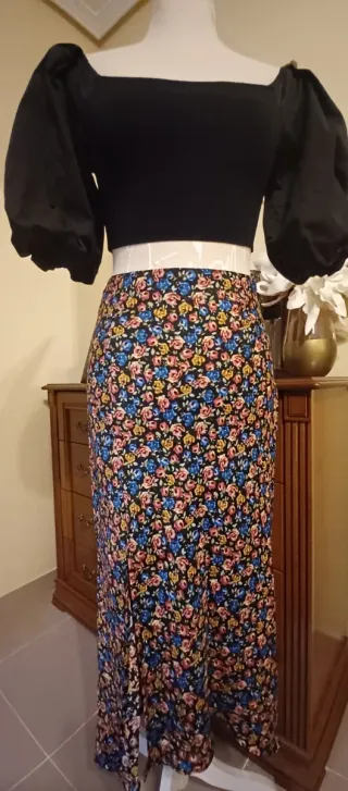 Top Zara Negro Manga Abullonada