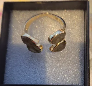 Anillo Plata Ley Baño Oro Ajustable Piedras