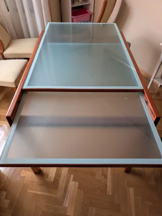 Mesa extensible madera y 6 sillas
