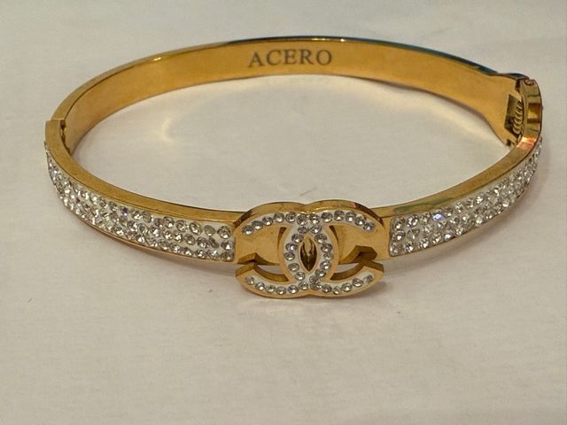 Pulsera ACERO con circonitas dorada