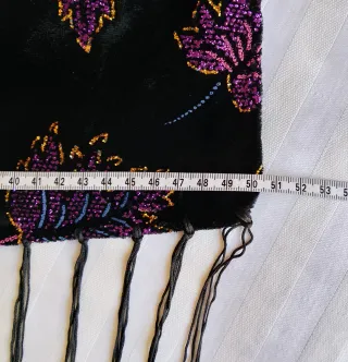 Echarpe terciopelo hojas moradas + pendientes