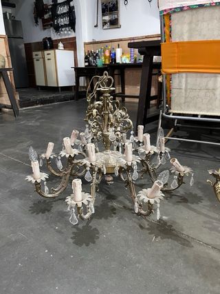 Lámpara de techo bronce y cristal