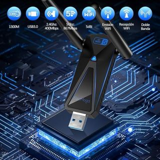 Adaptador WiFi USB 1300Mbps 5dBi Antena