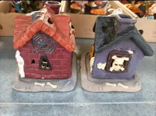 Set 2 Portacandele Halloween Casa Fantasmi