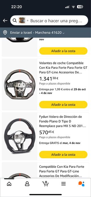 Volante Fibra Carbono KIA Forte, Forte GT
